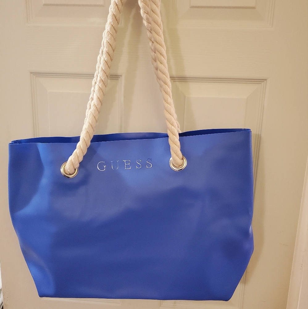 Guess PVC Beach Tote With Rope Handles